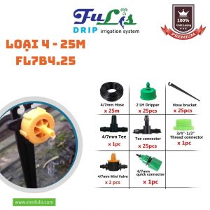 Bộ Tưới Nhỏ Giọt Bù Áp Tự Động FL7B Nhiều Kích Cỡ ( 25m, 30m, 40m ) Chính Hãng